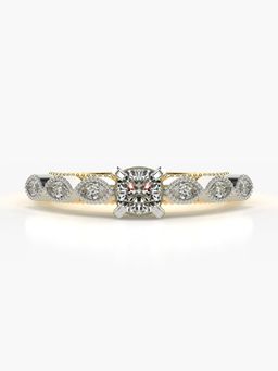 Valanova - Sterling Silver Plated with Yellow Gold and Certified Lab Grown Diamond 0.83Cts Ring