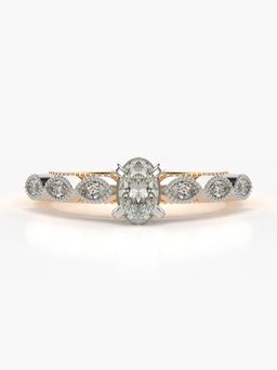 Valanova - Sterling Silver Plated with Rose Gold and Certified Lab Grown Diamond 0.63Cts Ring