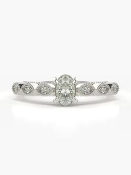 Valanova - Sterling Silver Plated with White Gold and Certified Lab Grown Diamond 0.63Cts Ring