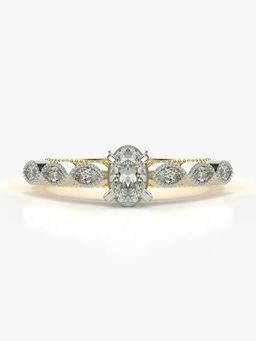 Valanova - Sterling Silver Plated with Yellow Gold and Certified Lab Grown Diamond 0.63Cts Ring