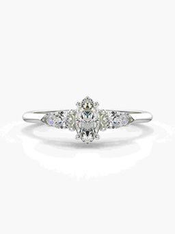 Valanova - Sterling Silver Plated with White Gold and Certified Lab Grown Diamond 0.57Cts Ring