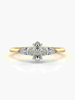 Valanova - Sterling Silver Plated with Yellow Gold and Certified Lab Grown Diamond 0.57Cts Ring