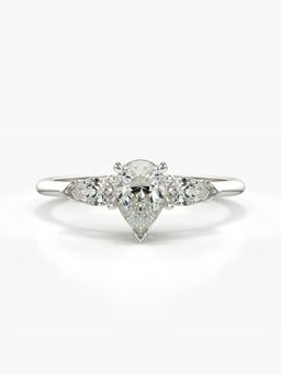 Valanova - Sterling Silver Plated with White Gold and Certified Lab Grown Diamond 0.57Cts Ring