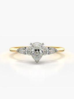 Valanova - Sterling Silver Plated with Yellow Gold and Certified Lab Grown Diamond 0.57Cts Ring