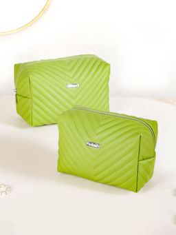 Nestasia - Quilted Vegan Leather Makeup Organizer Pack of 2 Green