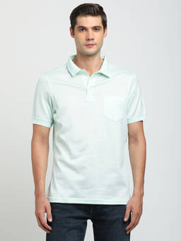 Turtle - Men Pure Cotton Solid Slim Fit Mint Green Polo T-shirt
