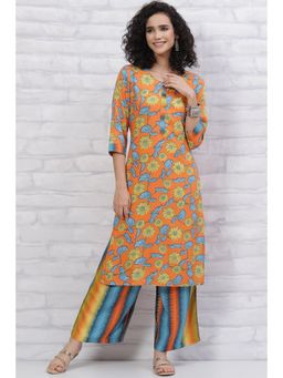 Rangriti - Orange Printed Suit Set (Set of 2)
