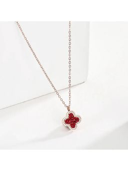 Salty - Women Red Crystal Reversible Clover Necklace