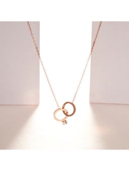 Salty - Women Promise Ring Rose Gold Stone Necklace