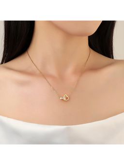 Salty - Women Heart and Ring Stone Studded Necklace
