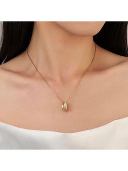 Salty - Women Looped Studded Rings Design Gold Plated Necklace