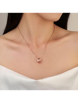 Salty - Women Looped Studded Rings Design Rose Gold Plated Necklace