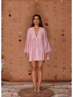 Tangerine by ASFA - Pink Front Tie-Up Mini Dress