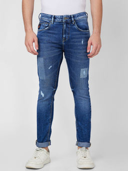 Spykar - Mid Rise Tapered Fit Blue Jeans for Men