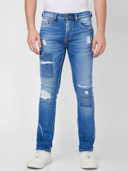 Spykar - Mid Rise Straight Fit Blue Jeans for Men