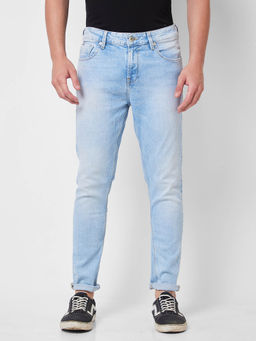 Spykar - Mid Rise Tapered Fit Blue Jeans for Men