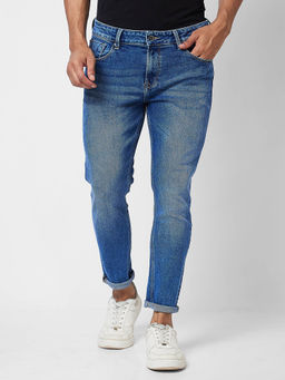Spykar - Mid Rise Tapered Fit Blue Jeans for Men