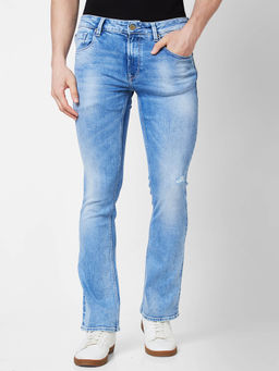Spykar - Mid Rise Bootcut Blue Jeans for Men