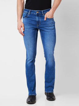 Spykar - Mid Rise Bootcut Blue Jeans for Men