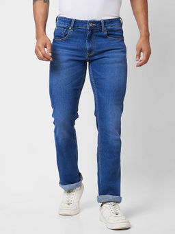 Spykar - Mid Rise Bootcut Blue Jeans for Men