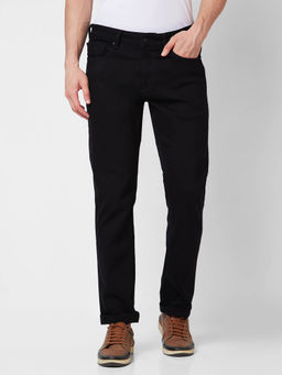 Spykar - Mid Rise Comfort Fit Black Jeans for Men