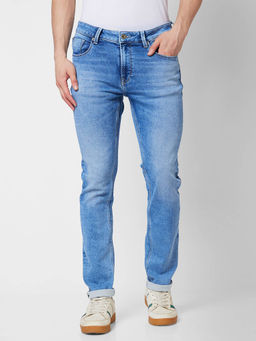 Spykar - Mid Rise Regular Fit Blue Jeans for Men