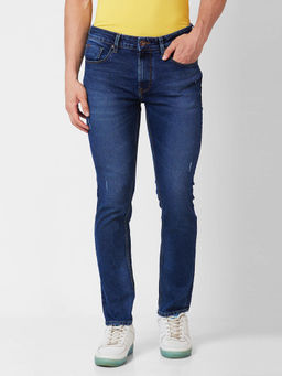Spykar - Mid Rise Regular Fit Blue Jeans for Men