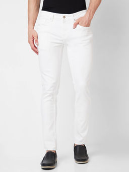 Spykar - Low Rise Slim Fit White Jeans for Men