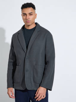 Styli - Men Charcoal Solid Long-Sleeves Regular Fit Winter Coat