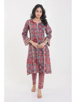 CHHAAP TILAK - Red Cotton Floral Kurta