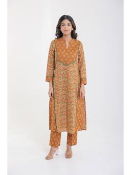 CHHAAP TILAK - Brown Cotton Floral Kurta