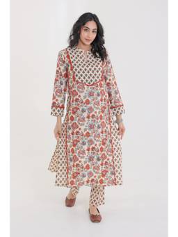 CHHAAP TILAK - Cream Cotton Floral Kurta