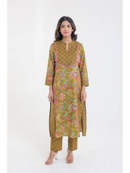CHHAAP TILAK - Green Cotton Floral Kurta