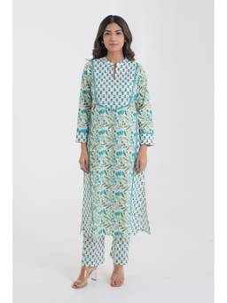 CHHAAP TILAK - Green Cotton Floral Kurta