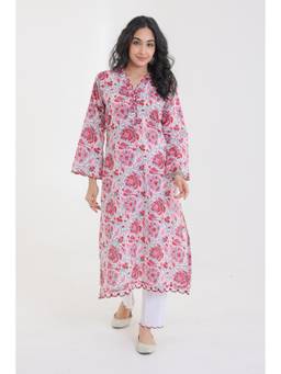 CHHAAP TILAK - Pink Cotton Floral Kurta