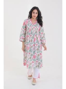 CHHAAP TILAK - Pink Cotton Floral Kurta