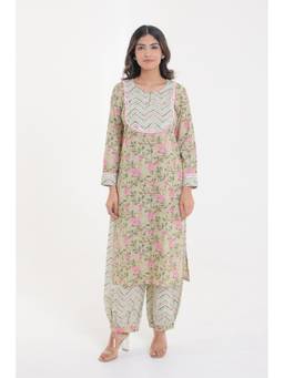 CHHAAP TILAK - Green Cotton Floral Kurta