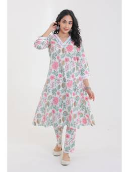 CHHAAP TILAK - Pink Cotton Floral Kurta