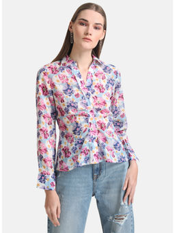 Kazo - Multicolor Rushed Printed Floral Shirt