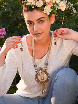 Odette - Multi-String Golden Tribal Trim Necklace (Set of 2)