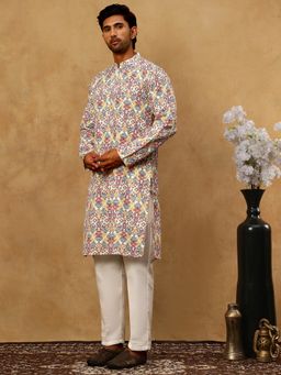 Jompers - Men Multi colour and Embroidered Kurta With Pyjama
