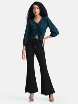 Kazo - Green Ruched Top With Drawstring