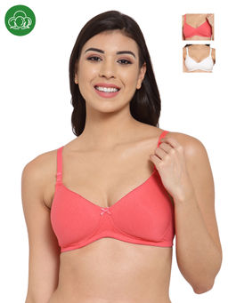 Inner Sense - Organic Cotton Antimicrobal Padded T-Shirt Bra -Pack Of 3 -Multi-Color