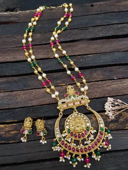 GRIIHAM - Premium Gold Finish Chand Bali Necklace Set