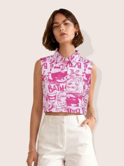 Freehand - Women Loose Fit Batman Printed Sleeveless Shirt