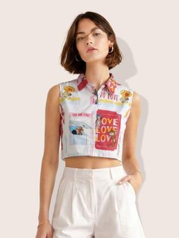 Freehand - Women Loose Fit Tom and Jerry Printed Crop Shirt