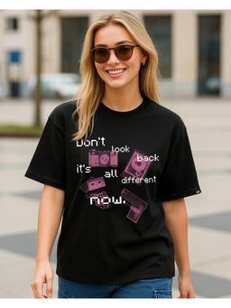 Bewakoof - Women's Black Don't Look Back Graphic Oversized T-Shirt