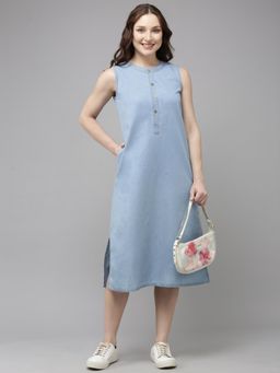 Style Quotient - Women Mid Blue Denim Dress