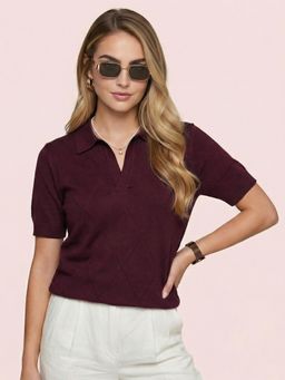 JUNEBERRY - Elite Diamond Wine Regular Fit Polo T-Shirt