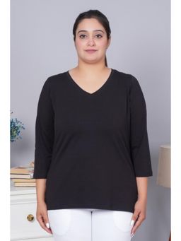 MLADA - Women Black Causal Relaxed Fit Solid T-shirt